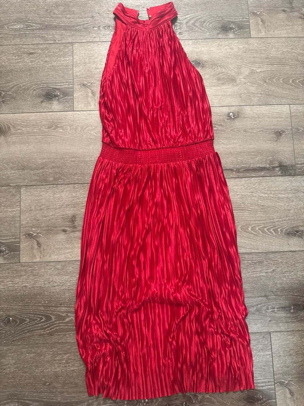 WHBM Red Pleated Halter Dress Size 8